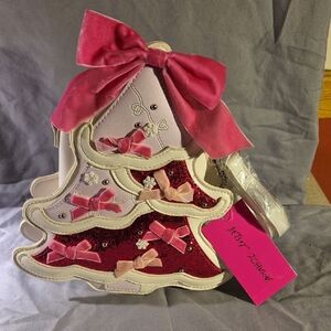 Betsey Johnson Pink and Red Christmas Tree Handbag